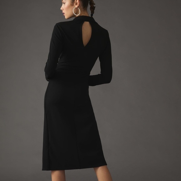 NWT Anthropologie Black Knit Wrap Dress XS - Picture 2 of 4